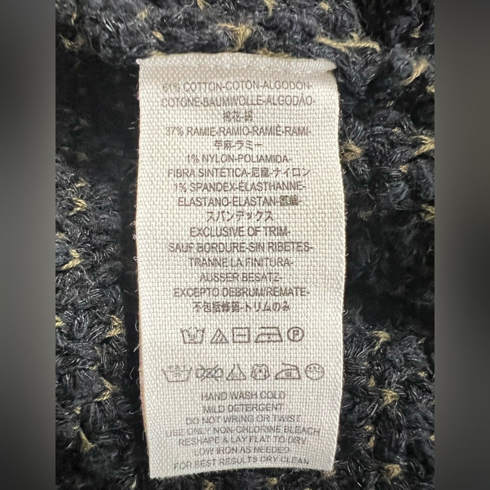 Free People Chunky Knit Asymmetrical Open Cardigan Black/Tan Color Pockets Sz M - Picture 7 of 7